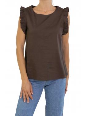 T shirt con rouge tinta unita 